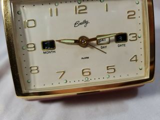Vintage Bradley RED Mid Century Travel Alarm Clock Wind up 2