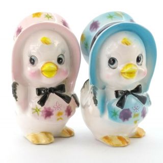 Vintage Anthropomorphic Birds Salt And Pepper Shakers Japan Ceramic Chicks Set