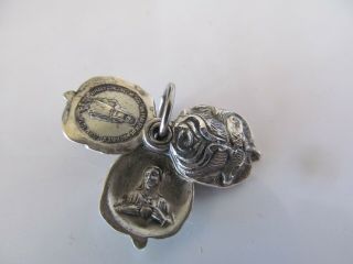Vintage Sterling Silver Rose Religious Slide Charm Pendant Miraculous Medal Mary