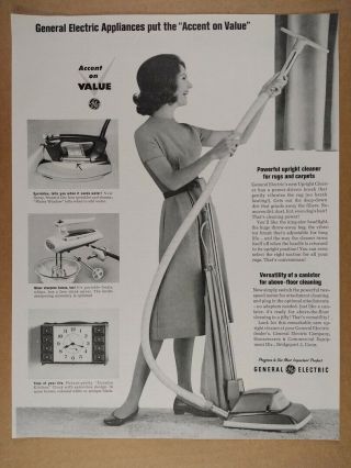 1962 General Electric Ge Upright Vacuum Cleaner Vintage Print Ad