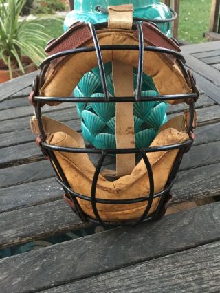 Old Early Circa Spitter Antique 1940’s Leather Baseball Vintage Catchers Mask