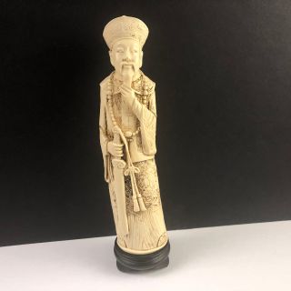 Arnart Asian Statue Vintage Faux Bone Carved Figurine Sculpture Monk Priest Robe