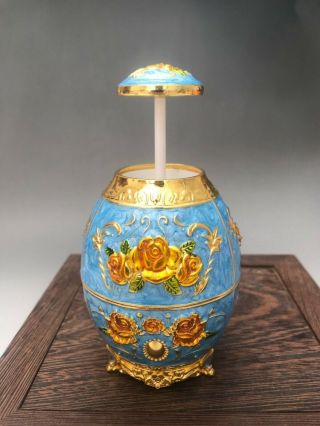 Exquisite China Handmade Cloisonne Toothpick Holder A64 3