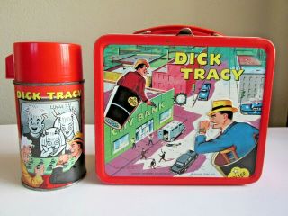 Vintage 1967 Dick Tracy Metal Lunchbox & Thermos By Aladdin