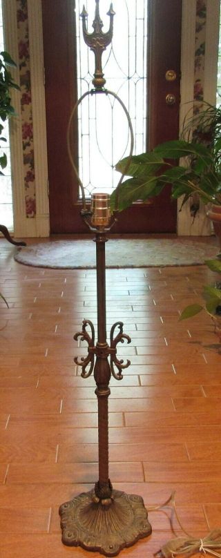 Vintage Antique Art Deco Nouveau Cast Iron / Brass Table Lamp 38 " Df - 233