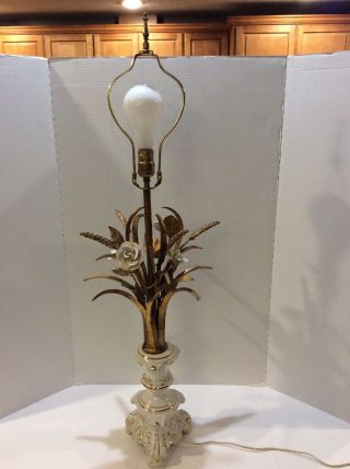 Vintage Italian Gold Gilt & Ceramic Table Lamp