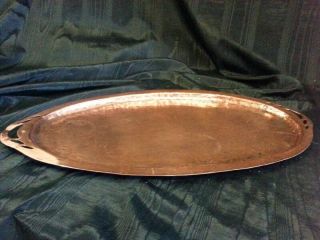 Copper Hammered Oblong Serving Tray 23.  5 " X 12 " Very Old Antique Rare Handmade