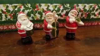 Vintage Hand Painted Santa Claus Ceramic Band Salt & Pepper Shakers