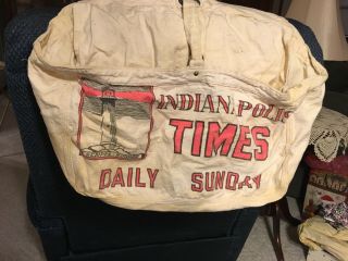 Vintage Canvas Indianapolis Times Newspaper Bag