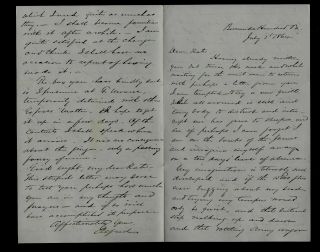 Civil War Letter - 6th Connecticut Battery - Pickets On Banks Of James River Va