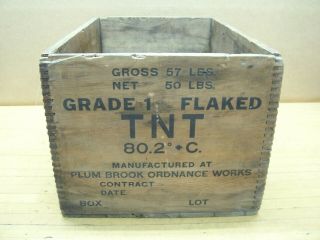Vintage Tnt High Explosives Wooden Crate Box Plum Brooks Ordnance