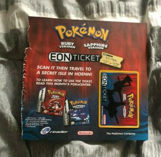 Rare Pokemon Eon Ticket Ruby Sapphire Gba E - Reader Card Nintendo Power Latios