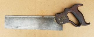 Henry Disston & Sons 12 " Back Saw,  Antique Vintage Wood Miter Medallion Tool