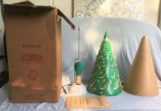 Vintage Green Econolite Merrie Merrie Roto - Vue Christmas Tree Motion Lamp W/ Box 2