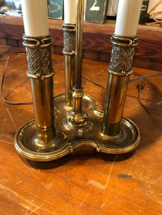 Vintage Stiffel Brass Bouillotte 3 Candle Desk Table Lamp 3 Way Switch 2