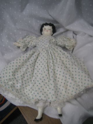 Antique China Doll With Cloth Body Bloomers Petticoat And Dress