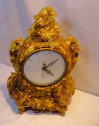 Vintage United Stone Rock Pebble Electric Clock Resin 15 " Tall