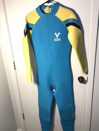 Vintage Victory Men’s Women’s Unisex Full Wetsuit Scuba Diving Yellow Blue Large
