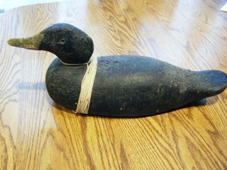 Antique Vintage Solid Wood Duck Decoy Glass Eyes Maker Unknown