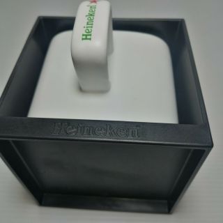 Heineken White Ceramic Square Coffee Mug with Black Plastic Cover Box W Defects 3