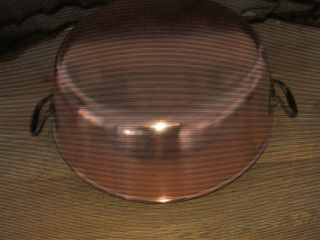 Vintage French Copper Preserving Jam Pan Mixing Bowl Metal Handles 12lt
