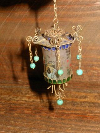 Antique Ormolu & Glass Miniature Dollhouse Chinese Lantern - Vvhtf