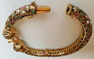 Vintage Mughal Emerald Ruby And Pearl Wedding Bracelet Gold Or Gold Tone