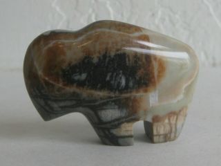 Vtg Zuni Native American Indian Picasso Marble Buffalo Fetish Carving Sculpture