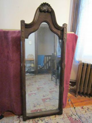 Early 1900’s Arts And Crafts - Style Oak Wood Frame Wall Mirror
