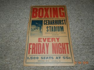 Rare Vintage Boxing Promo Poster Cedarhurst Stadium Ny 1930,  S / 40,  S ?