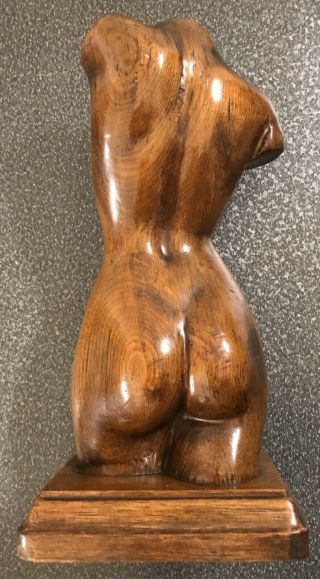 Mid - Century FEMALE TORSO Bust Nude Woman Hand - Carved Wood Sculpture Juniper? 3