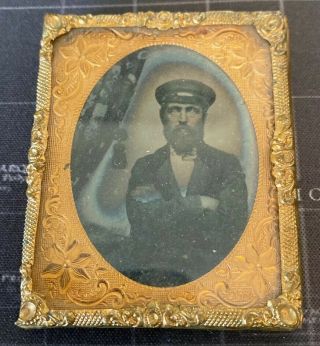 Antique 1860’s Civil War Daguerreotype Of Confederate Ships Captain