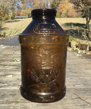 Vintage Brown Glass 5 Gallon 1776 1976 Bicentennial Eagle Large Milk Can Jug