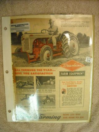 2 Ford Dearborn - Wood Bros.  Corn Picker,  Angle Dozer Brochures 2n,  8n,  9n Tractor
