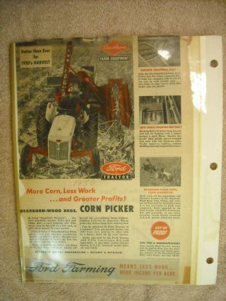 2 Ford Dearborn - Wood Bros.  Corn Picker,  Angle Dozer brochures 2N,  8N,  9N tractor 2