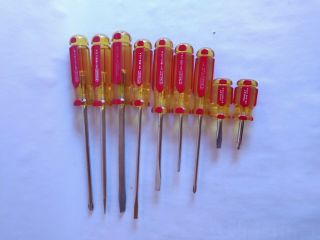 Vintage Stanley 9 Piece Screwdriver Set - Usa Made - Phillips And Flat