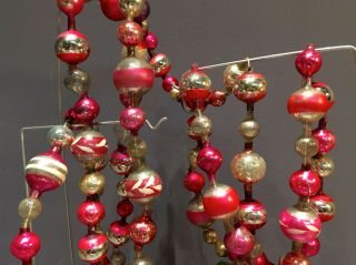 10 Ft Pink Garland Antique Vintage Larger Bead Glass Christmas Ornament 1 " 1/2 "