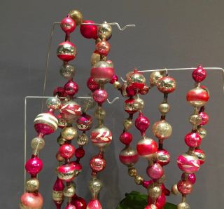 10 Ft PINK GARLAND Antique Vintage Larger Bead Glass Christmas ornament 1 