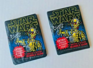 (2) 1977 Topps Star Wars Series 1 Cards - Wax Packs W/gum -