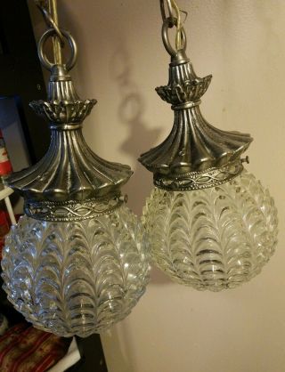 Mid Century Hollywood Regency Falkenstein Ceiling Sconce Swag Lamp Drap Glass