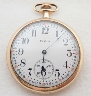 Antique 12s Elgin Grade 193 19j Gold Filled Montgomery Dial Pocket Watch