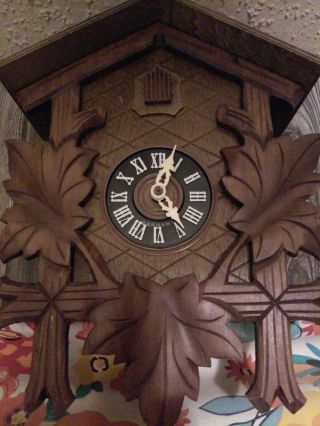 Vintage Hubert Herr German Cuckoo Clock Made Germany.  All There But Weight