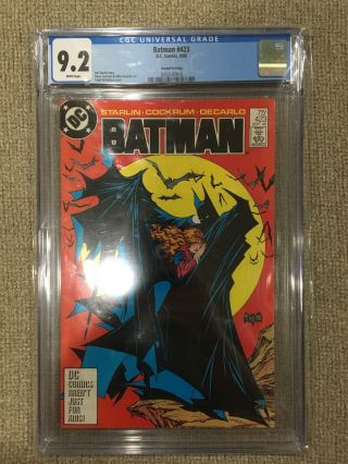 Batman 423 Second Printing Cgc 9.  2 White Pages.  Awesome Mcfarlane Cover.
