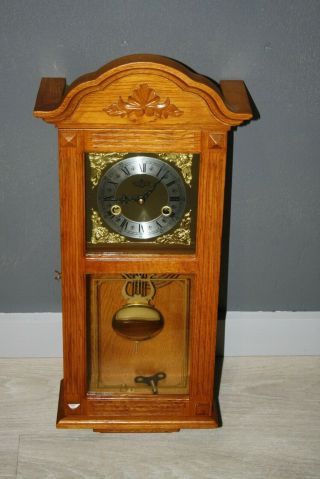 25 1/2 " D & A Wood Wind Up Wall Clock In
