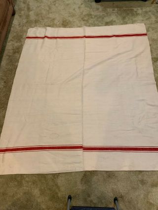 Vintage Hand Woven Red And White Blanket