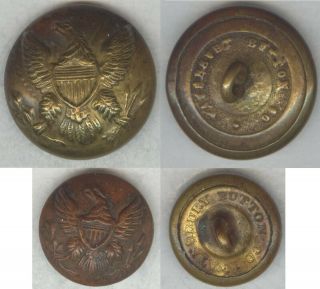 Civil War Us Enlisted Coat & Cuff Buttons - W/ 1861 - 65 Rmdc Waterbury Button Co.