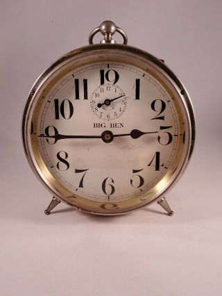 Antique 1914 Westclox Usa Big Ben Wind Up Art Deco Alarm Clock