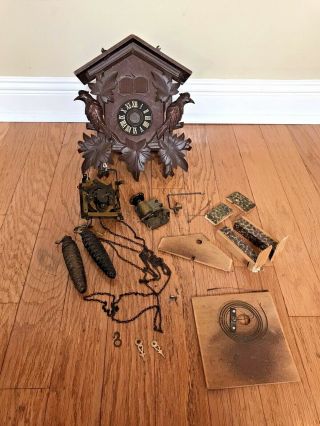 Vintage German Regula Wood Black Forest Cuckoo Clock Music Box Birds Parts