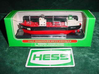 Hess Red Holiday Gift 2002 Miniature Hess Truick Voyager Ship Boat Truck Mib