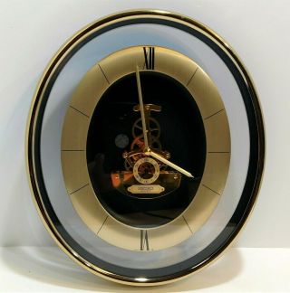 Vintage Seiko Oval Skeleton Wall Clock Quartz Open Movement Qax201g 12404 Japan